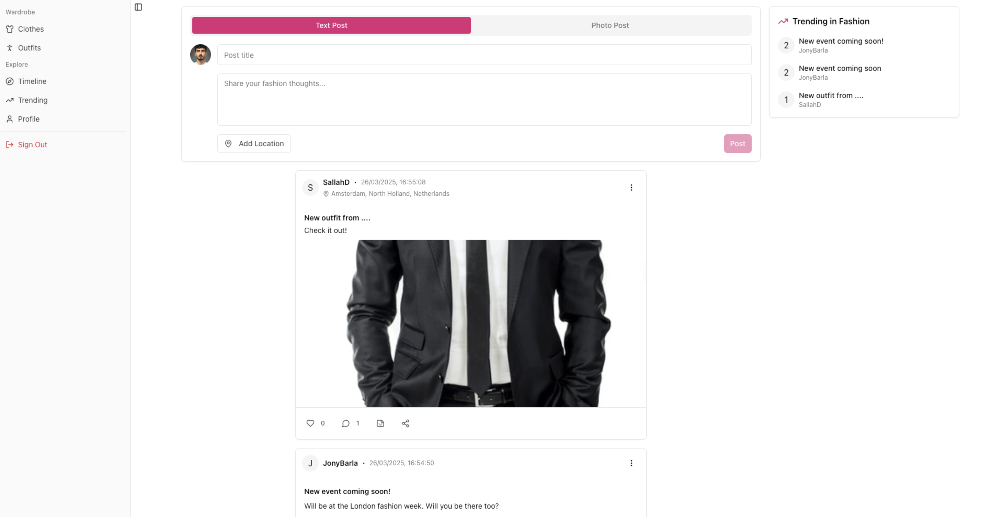 Timeline Page
